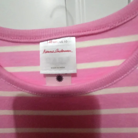 Hannah Anderson Christmas Themed Pink Striped Long Sleeve Dress Size 10. - Picture 3 of 4